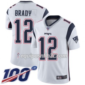 Camiseta Hombre NFL New England Patriots Tom Brady 12 Nike Blanco 100th